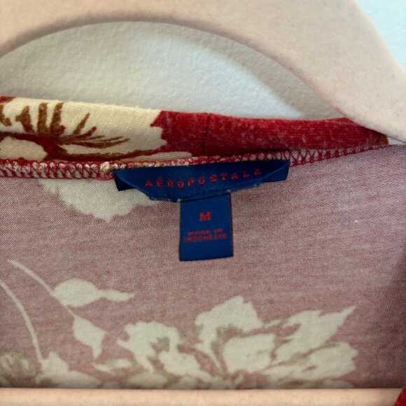 Aeropostale long sleeve wrap front red floral bodysuit, M - Picture 2 of 4